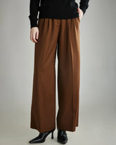 Pantalon en Laine Plissé à Jambes Larges pour Femme